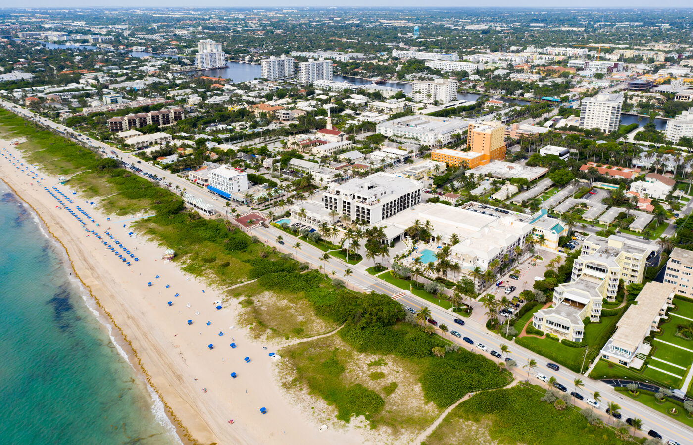 Aerial view of Delray Beach, Ron Bell Roofing home base in South Florida