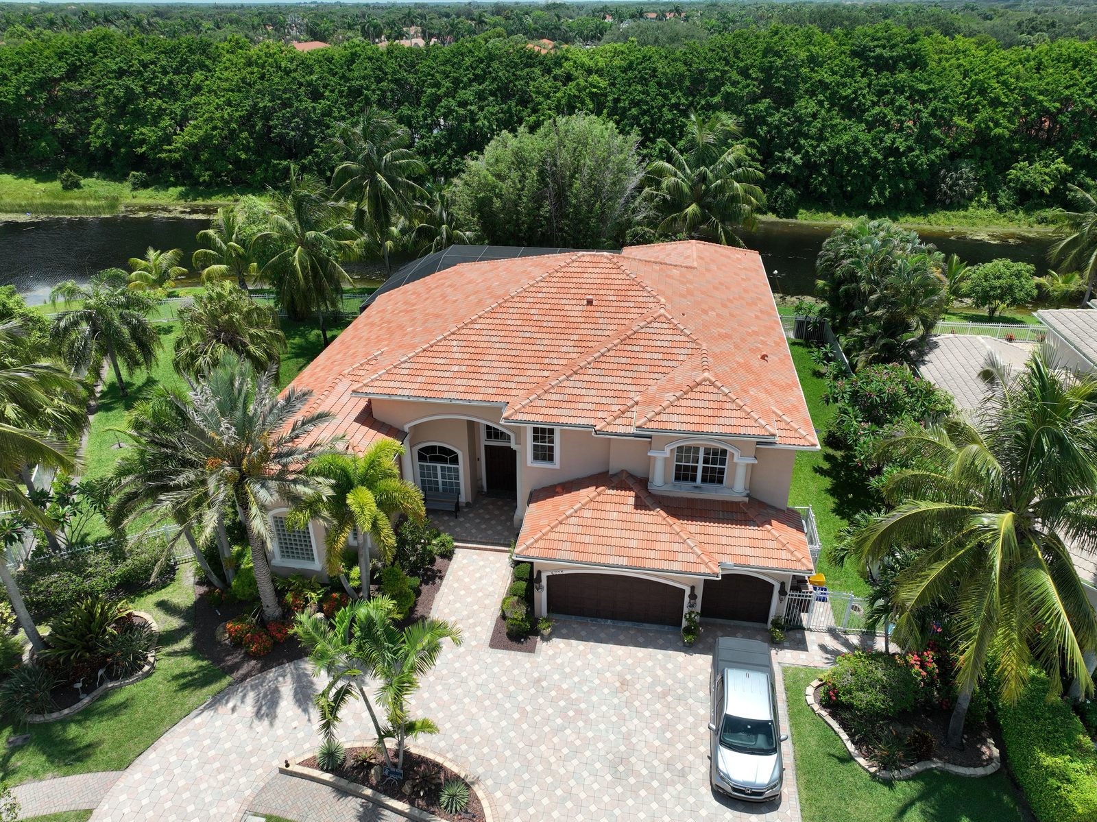 New clay tile roof on a Palm Beach County home
