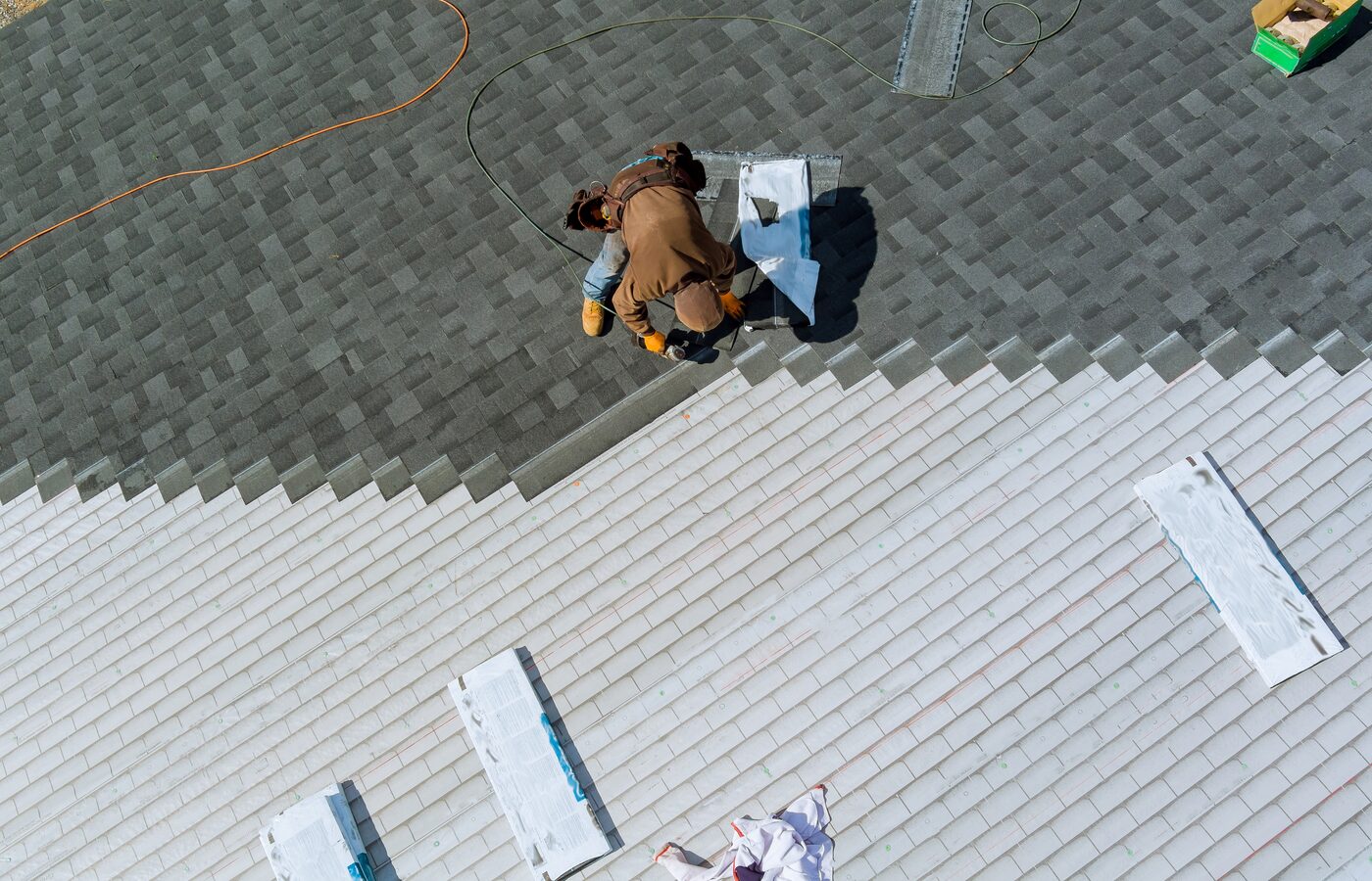Roof repair in progress in Palm Beach County