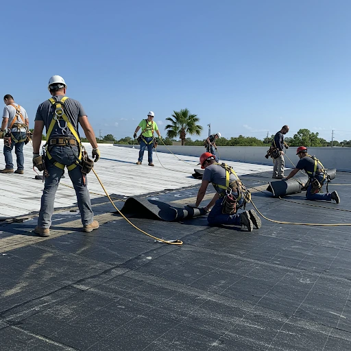 Professional commercial roofing installation in Delray Beach.